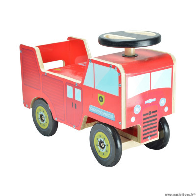Jouet bois camion pompier rouge marque Kiddimoto