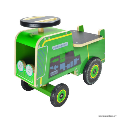 Jouet bois tracteur vert marque Kiddimoto