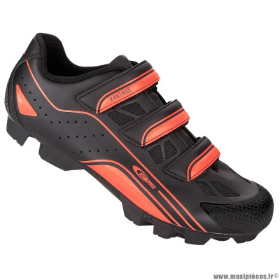 Paire de chaussures VTT taille 40 marque GES vantage couleur noir-orange fixation 3 velcros pour spd