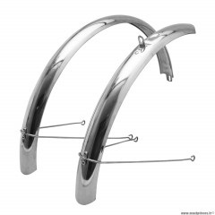 Garde boue pour vélo VTT-city tringles 26-650b inox argent 60mm (vendu par 2) avec jeu de tringles