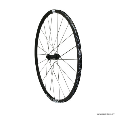 Roue vélo route 700 e1800-23 endurance spline disc centerlock axe 12-100mm avant couleur noir à pneu 25-28mm (hauteur jante 23mm) marque DT Swiss