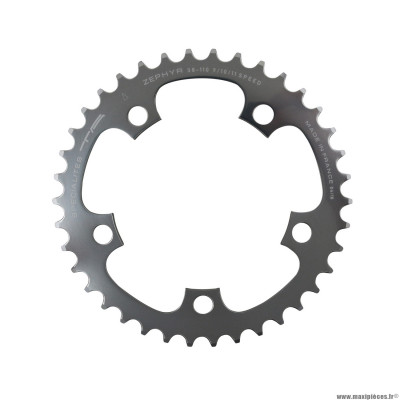 Plateau vélo route 5 branches 38 dents diamètre 110 compact intérieur argent alu 7075 zephyr type shimano 9-10 vitesses marque Spécialités TA