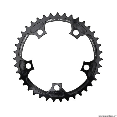 Plateau vélo route 5 branches 36 dents diamètre 110 compact intérieur noir alu 7075 syrius type shimano 10-11 vitesses marque Spécialités TA