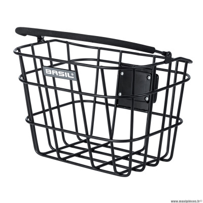 Panier vélo avant alu bremen noir mat avec poignée softgrip (sans fixation baseasy pour Klickfix) marque Basil