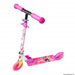 Trottinette 2 roues disney minnie rose acier - pliable et réglable avec frein roue arrière