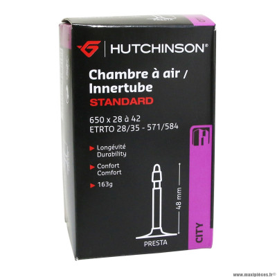 Chambre à air 650x35b 28-35 valve presta 48mm 163g marque Hutchinson