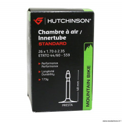 Chambre à air 26x1.70-2.35 valve presta 48mm 173g marque Hutchinson
