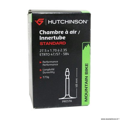 Chambre à air 27.5x1.70-2.35 valve presta 48mm 173g marque Hutchinson