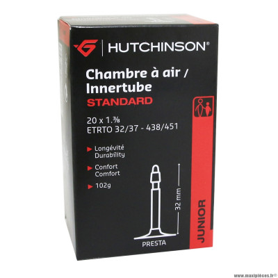 Chambre à air 20x1.3-8 valve presta 32mm 102g marque Hutchinson