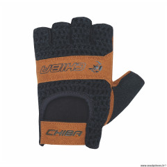 Gants vélo adulte court taille L marque Chiba retro couleur noir-marron