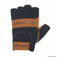 Gants vélo adulte court taille XXL marque Chiba retro couleur noir-marron