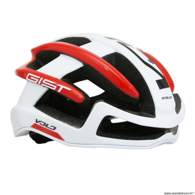 Casque vélo adulte taille 52-56 marque Gist route volo couleur blanc-rouge brillant full in-mold réglage molette 210g