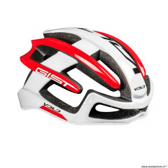 Casque vélo adulte taille 56-62 marque Gist route volo couleur blanc-rouge brillant full in-mold réglage molette 210g