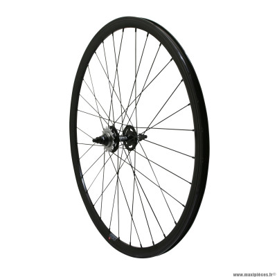 Roue vélo route - fixie - piste 30mm couleur noir arrière double filetage avec pignon 16 dents