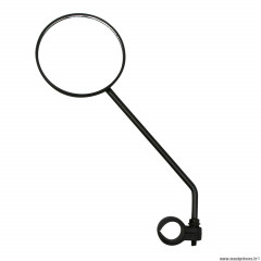 Rétroviseur vélo gauche ou droit rond noir (diamètre 85mm) fixation collier tige 170mm réglable 22.2mm
