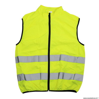 Gilet de sécurité premium adulte couleur jaune réfléchissant avec zip total et poche arrière zip