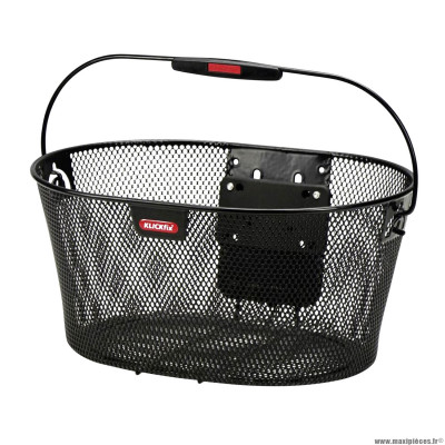 Panier vélo avant acier fil Klickfix ovalkorb 16 litres noir avec anse fixation sur cintre (40 x 19 x 29cm)