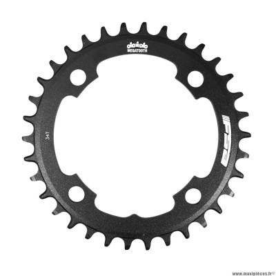 Plateau vélo VTT 4 branches mono 34 dents diamètre 104 11 vitesses alu noir megatooth marque FSA