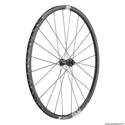 Roue vélo route 700 c1800-23 cross spline disc centerlock axe 12-100mm avant couleur noir (hauteur jante 23mm) marque DT Swiss