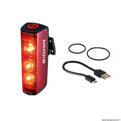 Eclairage vélo usb arrière sur tige de selle blaze 3led (autonomie 7h) couleur noir homologué marque Sigma