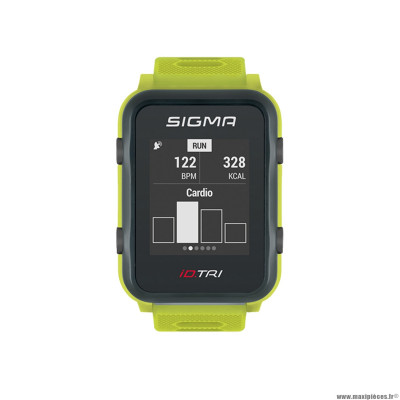 Montre gps cardio id tri couleur vert fluo cardio au poignet - mode compétition et entrainement marque Sigma