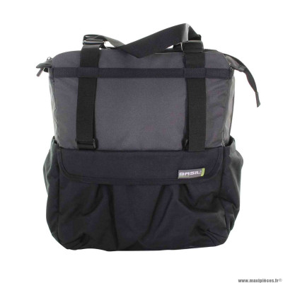 Sacoche arrière vélo latérale shopper xl couleur noir-gris droit-gauche 20 litres marque Basil