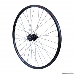 Roue vélo VTC 700x35 disc arrière m640 aluminium couleur noir moyeu pour shimano disc m745 6 trous pour cassette shimano-sram 10-9 vitesses tubetype et tubeless ready marque Vélox