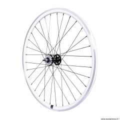 Roue vélo route - fixie - piste 30mm blanc arrière double filetage avec pignon 16 dents