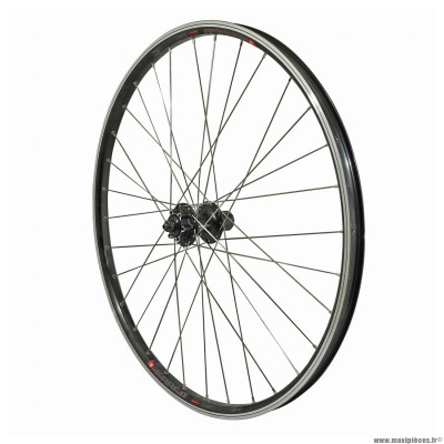 ROUE VTC 700X45 KARGO / VAE / E-BIKE ARRIERE DISC ET V-BRAKE NOIRE DOUBLE PAROI AVEC OEILLETS MOYEU SHIMANO M475 DISC 6 TROUS CASSETTE 11/10/9V. (RENFORCE) JANTE 25C 32 RAYONS INOX marque Vélox