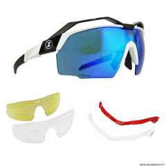 Lunettes vélo pour lazer vento monture blanche-noire avec 3 verres interchangeables - livré dans boite souple