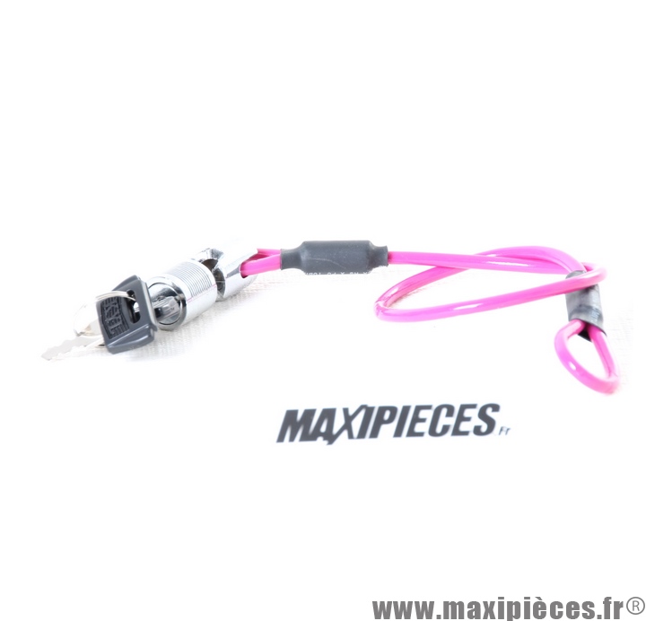 Antivol vélo câble à clé 40cm rose *Prix discount !