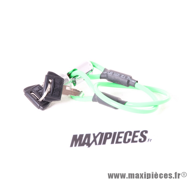 Antivol vélo câble à clé 40cm vert *Prix discount !