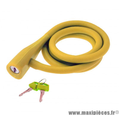 Antivol vélo spirale silicone 135cmx10mm RMS Silicon Lock jaune *Déstockage !