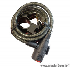 Antivol vélo spirale a clé 1,80m diamètre 10mm marque Red Star Locks - Accessoire vélo * Déstockage !