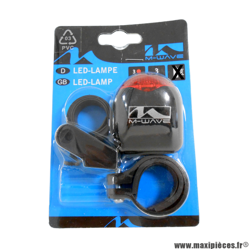 éclairage arrière à piles 3 leds rouge avec 2 support de fixation sur tube de selle (Ø22/31,8mm) * Déstockage !