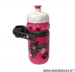 Bidon Enfant + Fixation ZEFAL LITTLE Z Ninja Rider rose / blanc 350ml *Déstockage !