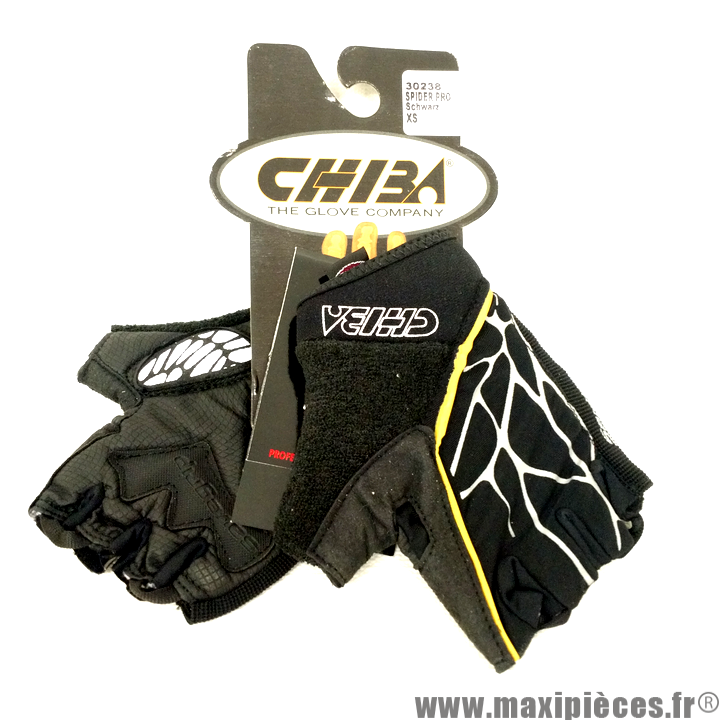 Paire gants été courts vélo enfant XS Spider Pro Chiba noir/jaune - Maxi  pièces vélo