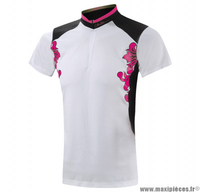 Maillot de vélo à manches courtes femme taille S Chiba blanc/rose/noir *Déstockage !