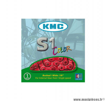 Chaine KMC S1 rouge 112 maillons 1/2x1/8&quot, Fixie Single-speed BMX&quot, *Déstockage !