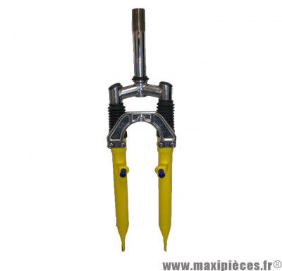 Fourche vtt 24 pouces suspendue jaune pivot fileté - int.21mm - ext.25.4mm (Pivot : 125/40mm) *Déstockage !