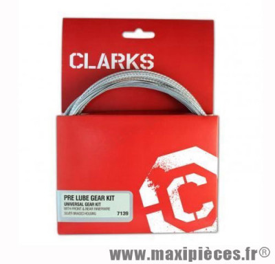 Kit de gaine/câble dérailleur Clarks Pré-Lubrifié carbone argent universel *Déstockage !