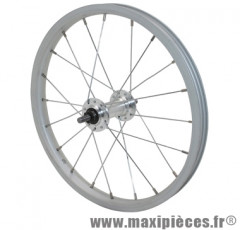 Roue VTT/Ville 16 pouces junior avant moyeu acier axe plein (vendu sans écrous)